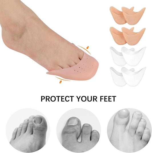 Toulifly Silicone Toe Protection, Lace Shoes, Silicone Gel Pads, 4 Pairs Breathable Toe Protection, for Ballet Pointe Shoes, Ballet Shoes, High Heel Pumps,...