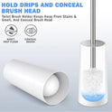 Toilet Brush and Holder, Toilet Brush with 304 Stainless Steel Long Handle, Toilet Bowl Brush for Bathroom Toilet, Elegant, Durable