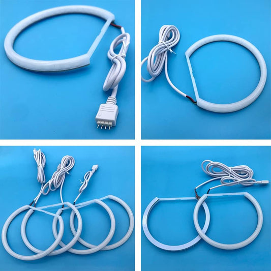 DXX 4PCS 131mm LED Halo Ring RGB Multi ColorMatte Shell RGB Colorful Color Change Red Rreen Blue White Color For BMW 3 Series E36 E46 320D E39 E38