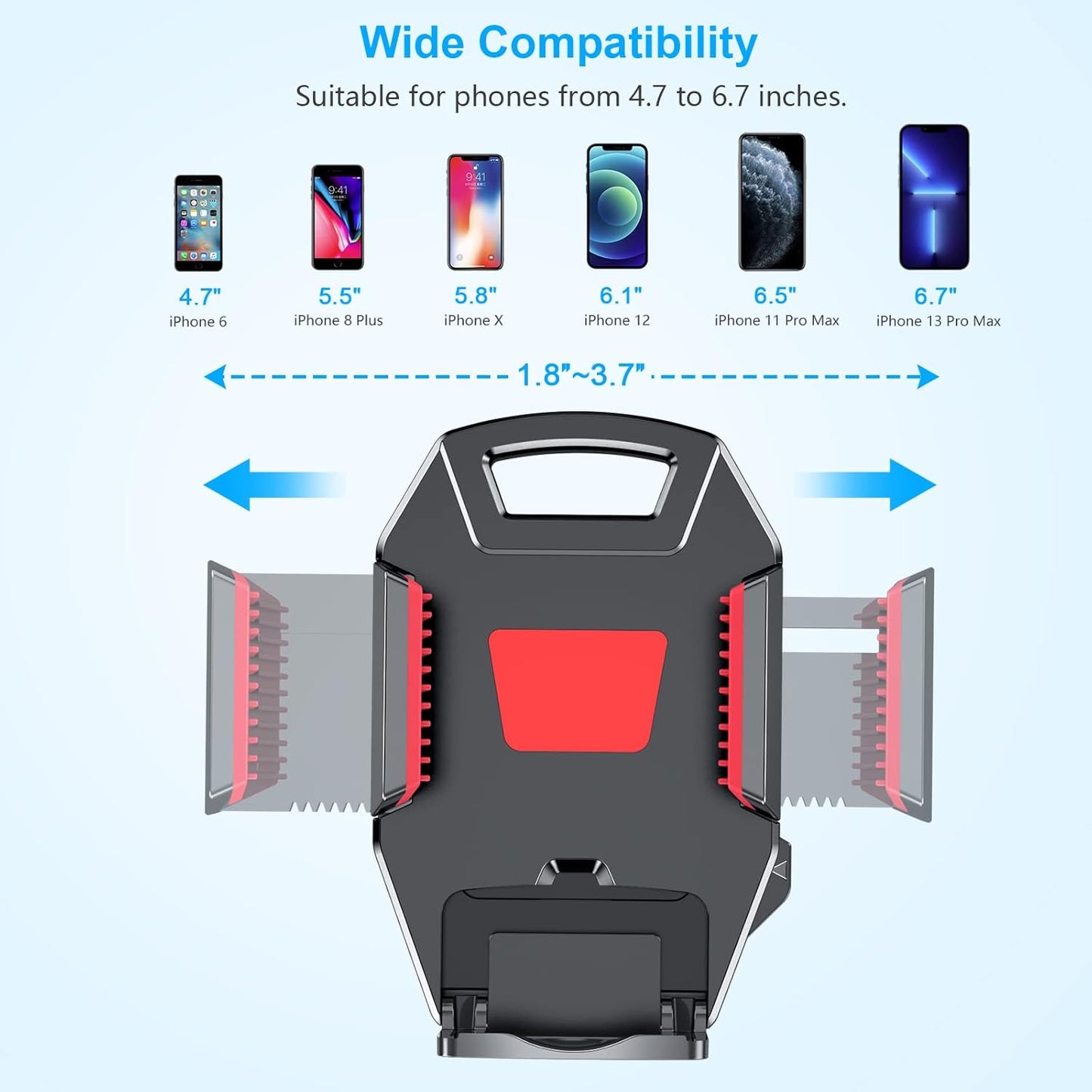 Beikell Car Phone Holder, Adjustable Car Phone Holder, 360° Rotation - Phone Holder for Car with One Button Release and Strong Sticky Gel Pad for Mobile...