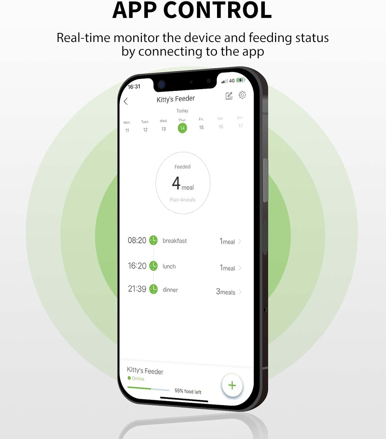 PETKIT Automatic Food Dispenser with Stainless Steel Bowl, APP Control, LED Display for Low Amount of Food, Cat Food Dispenser (Dog) - 2.8L