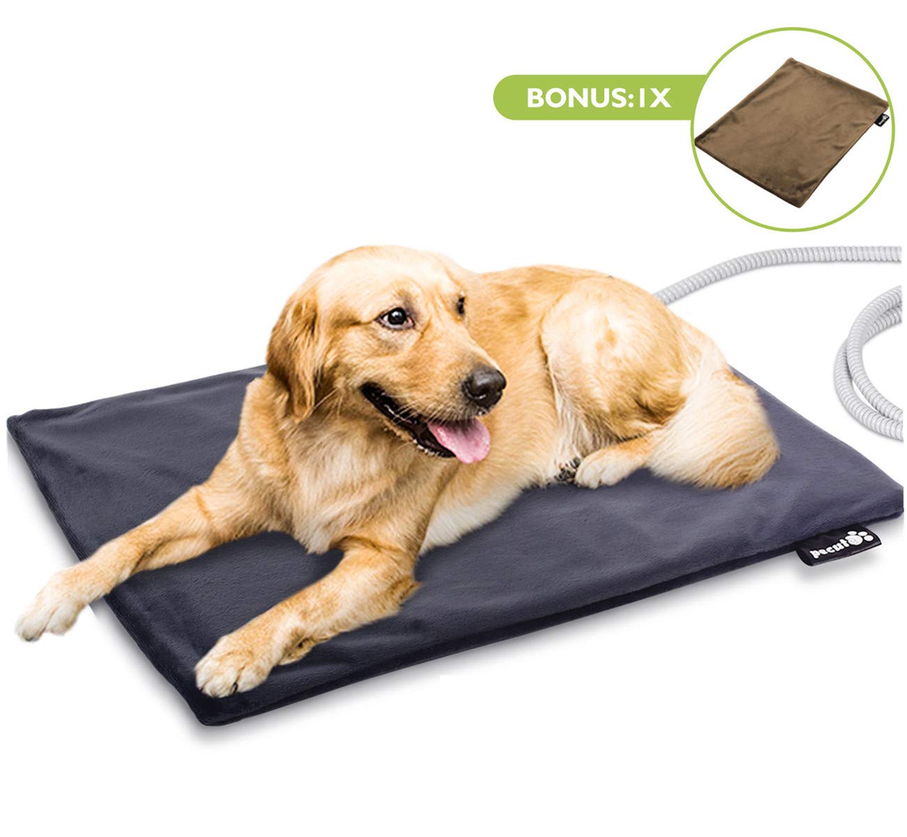 Pecute Haustier Heizkissen – Heizmatte für Hund & Katze, Wasserdichte Wärmedecke mit Konstanter Temperatur, L 65×50cm