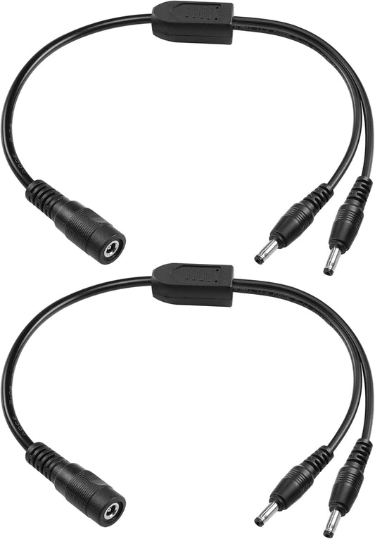 YACSEJAO DC Y Splitter Cable 2PCS 12V DC 3.5mm x 1.35mm 1 Female to 2 Male Adapter Cord for CCTV Security Camera, DVR, HDVD, LED Strip Light(1FT/30CM)