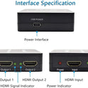 HDMI Splitter Snxiwth 4K HDMI Splitter 1 in 2 Out Supports HDCP, 4K, 3D, UHD, 1080P, HDMI Splitter 1 to 2 for Xbox, PS4, PS3, Blu-Ray Player, Firestick, HDTV