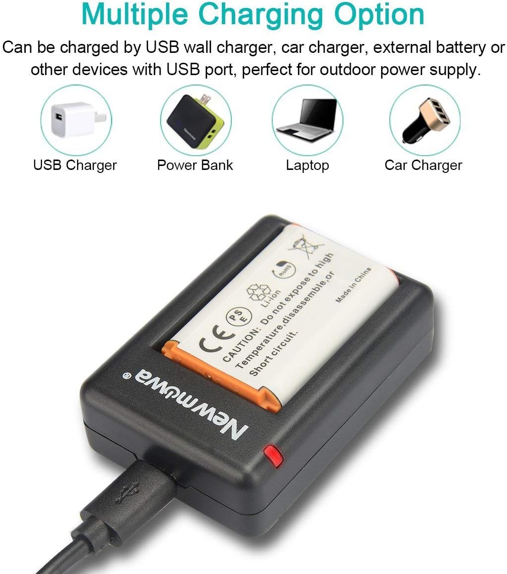 NP-BX1 Newmowa Battery (2-Pack) and Dual USB Charger Set for NP-BX1, NP-BX1/M8 and DSC-RX100, DSC-RX100 II, DSC-RX100M II, DSC-RX100 III, DSC-RX100 V,...