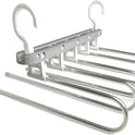 5 Tier Multi-Functional Space Saving Pants Hangers for Hanging Pants, Scarfs, Belts, Shirts, Etc. (Multiple Colors) (Grey)