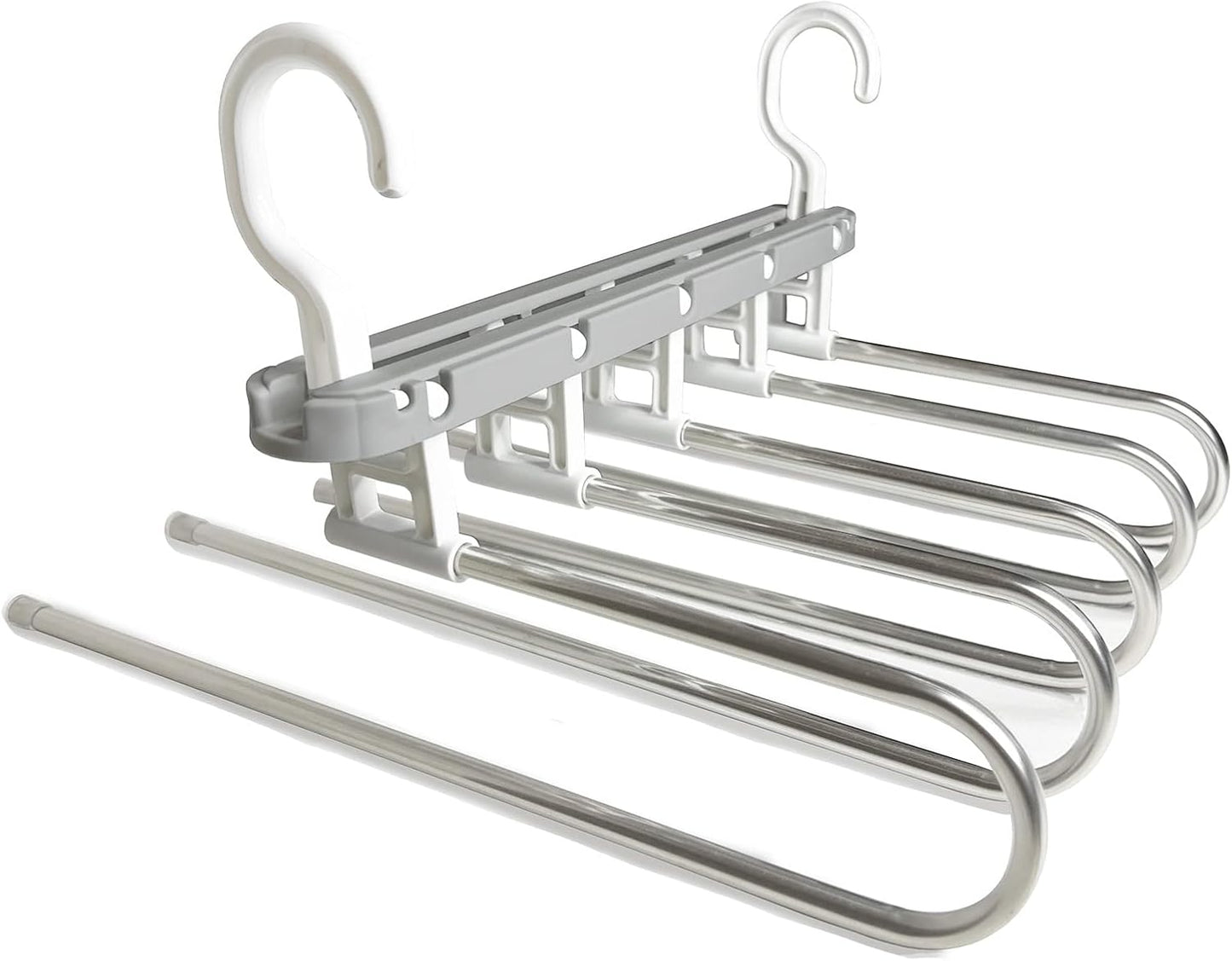 5 Tier Multi-Functional Space Saving Pants Hangers for Hanging Pants, Scarfs, Belts, Shirts, Etc. (Multiple Colors) (Grey)