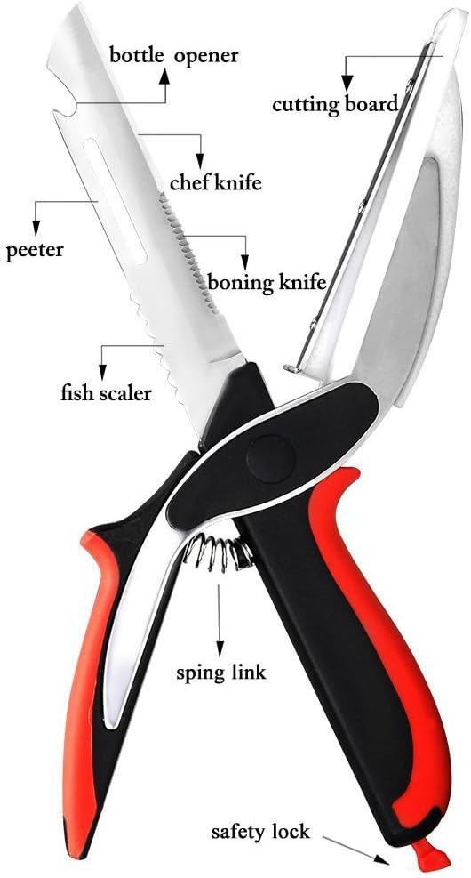Vegetable Scissors and Food Cutter - Kitchen Shears With Cutting Board, Quick Slicer, Chopper for Meat and Vegetables