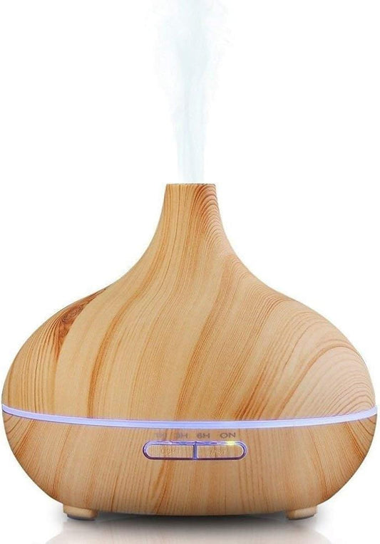 Aroma Essential Oil Diffuser, JoySusie 500ml Wood Grain Ultrasonic Cool Mist Whisper-Quiet Humidifier with Color LED Lights Changing & 4 Timer Settings,...
