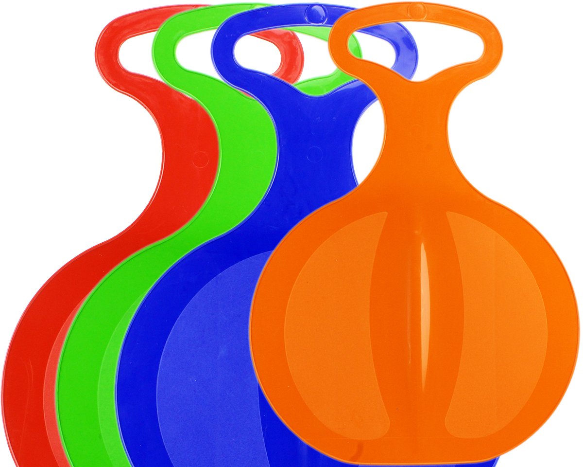 pack of 5 Plastic Snow Sled Poporutscher | Lightweight Winter Fun