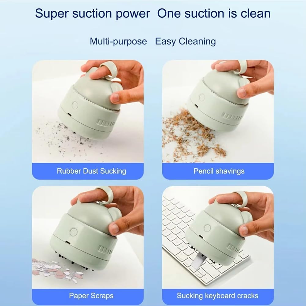 Vernijtrdy Cute Desktop Vacuum Cleaner Mini BearHead Ring Vacuum Cleaner for Cleaning Dust Crumbs Color