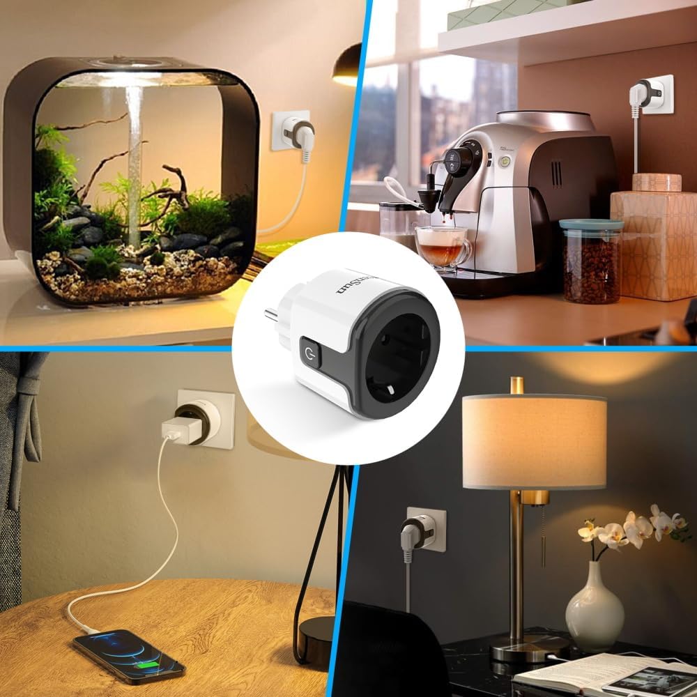 WLAN Socket GreenSun Power Meter 2X WiFi Socket with Current Measurement Smart Life Socket WiFi Socket with Timer 2.4GHz 16A Smart Plug Compatible with...