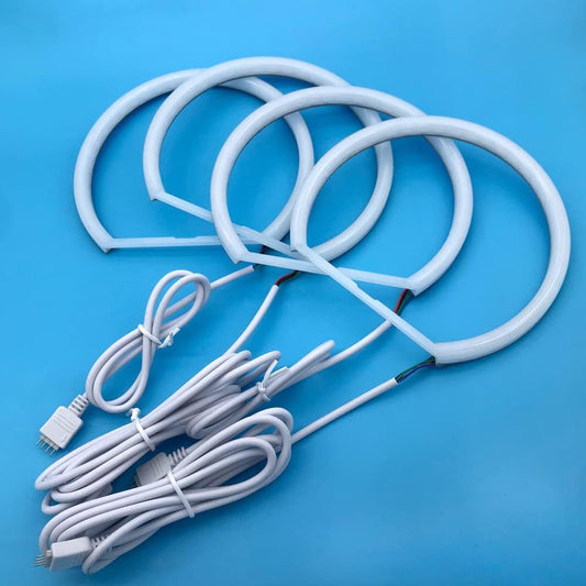 DXX 4PCS 131mm LED Halo Ring RGB Multi ColorMatte Shell RGB Colorful Color Change Red Rreen Blue White Color For BMW 3 Series E36 E46 320D E39 E38