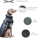 Foern Dog Coat, Waterproof Clothes with Reflective Strips Warm Cotton in Cold Weather Winter Outdoor, Windproof Jacket Clothing for Medium and Large Dogs
