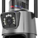 Cameras for Home Security 8MP 4K IP Camera Dual Lens Dual Screen PTZ Camera Outdoor Waterproof Security Video Surveillance Camera Police Light Alarm with...
