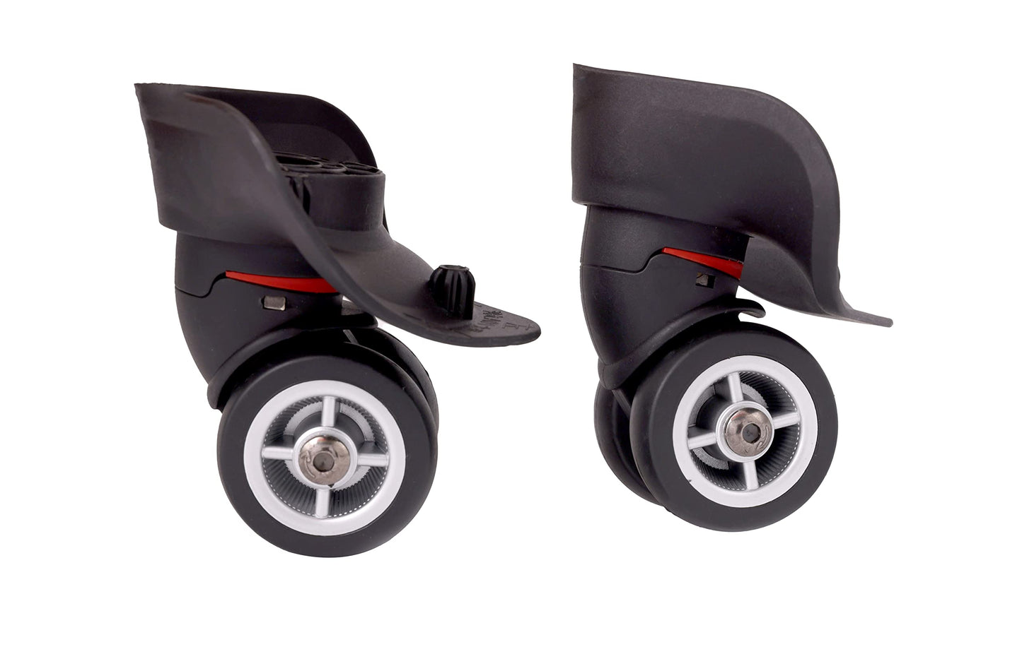 2 Pairs Luggage Suitcase Trolley Wheels with Axles – 49mm Black Replacement Set