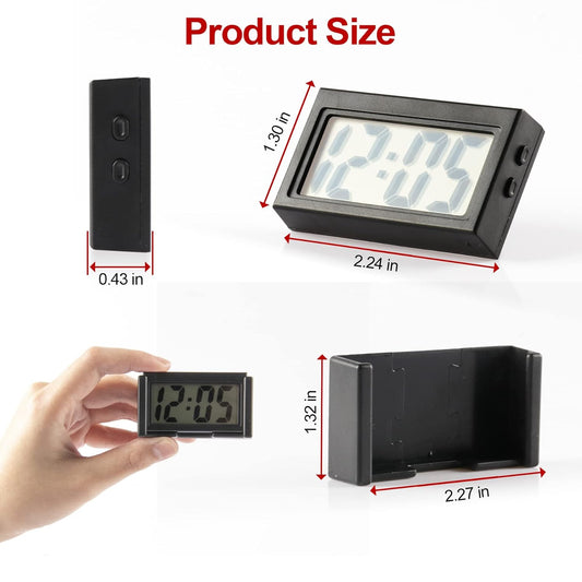 UYYE Mini Digital Car Clock Sticky Electronic Car Clock, Accessories with Clear LCD Screen Self-Adhesive Stand Digital Clock for Car Truck Dashboard Home..pack of 10