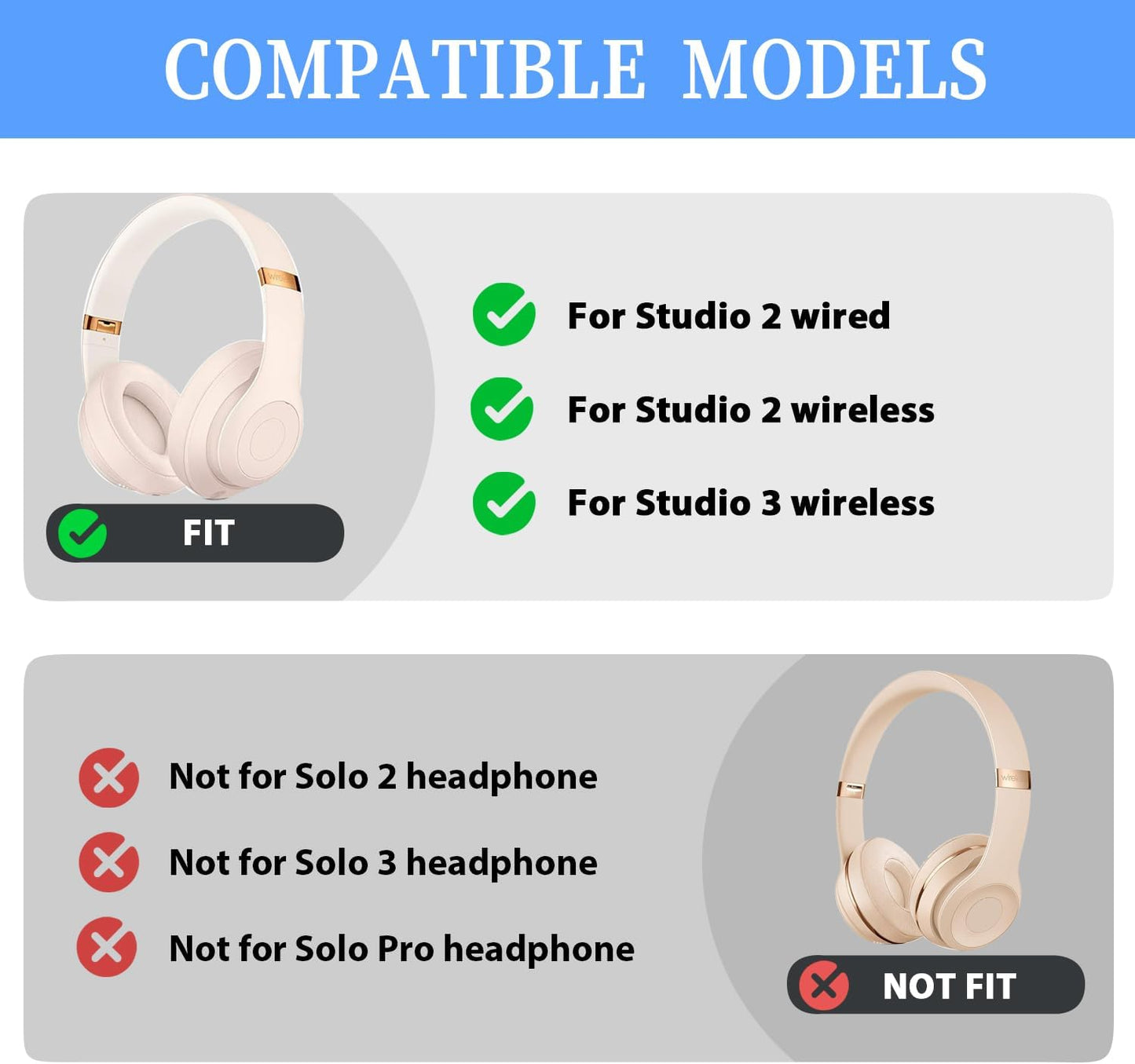 Studio 3 Headband Replacement Top Headband Replacement Head Band Parts Accessories Repair Kit Compatible with Studio 3.0 A1914 Wireless Studio 2.0 Wireless...