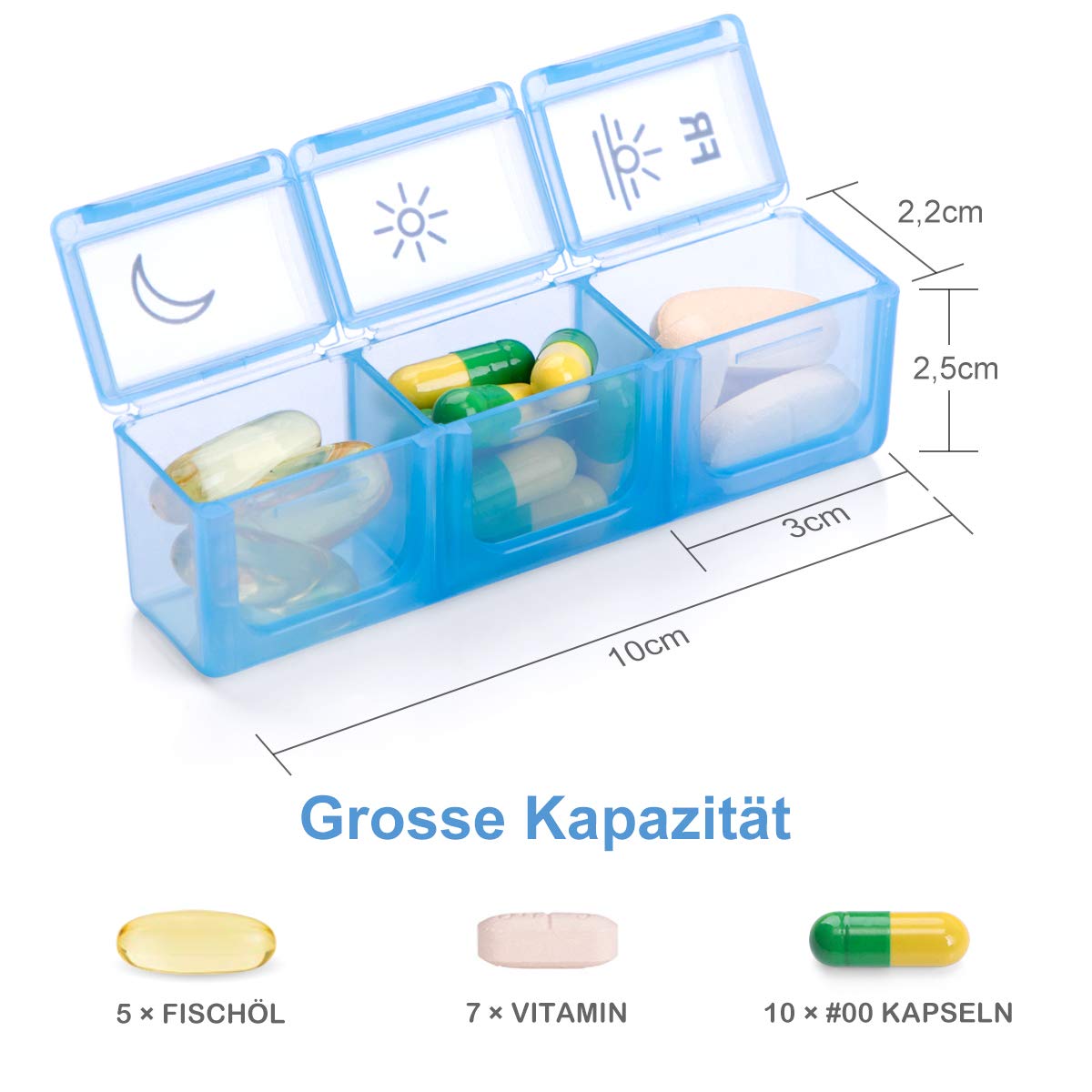 BUG HULL 7-Day German Pill Box – PU Leather Travel Tablet Organizer with 3 Daily Compartments