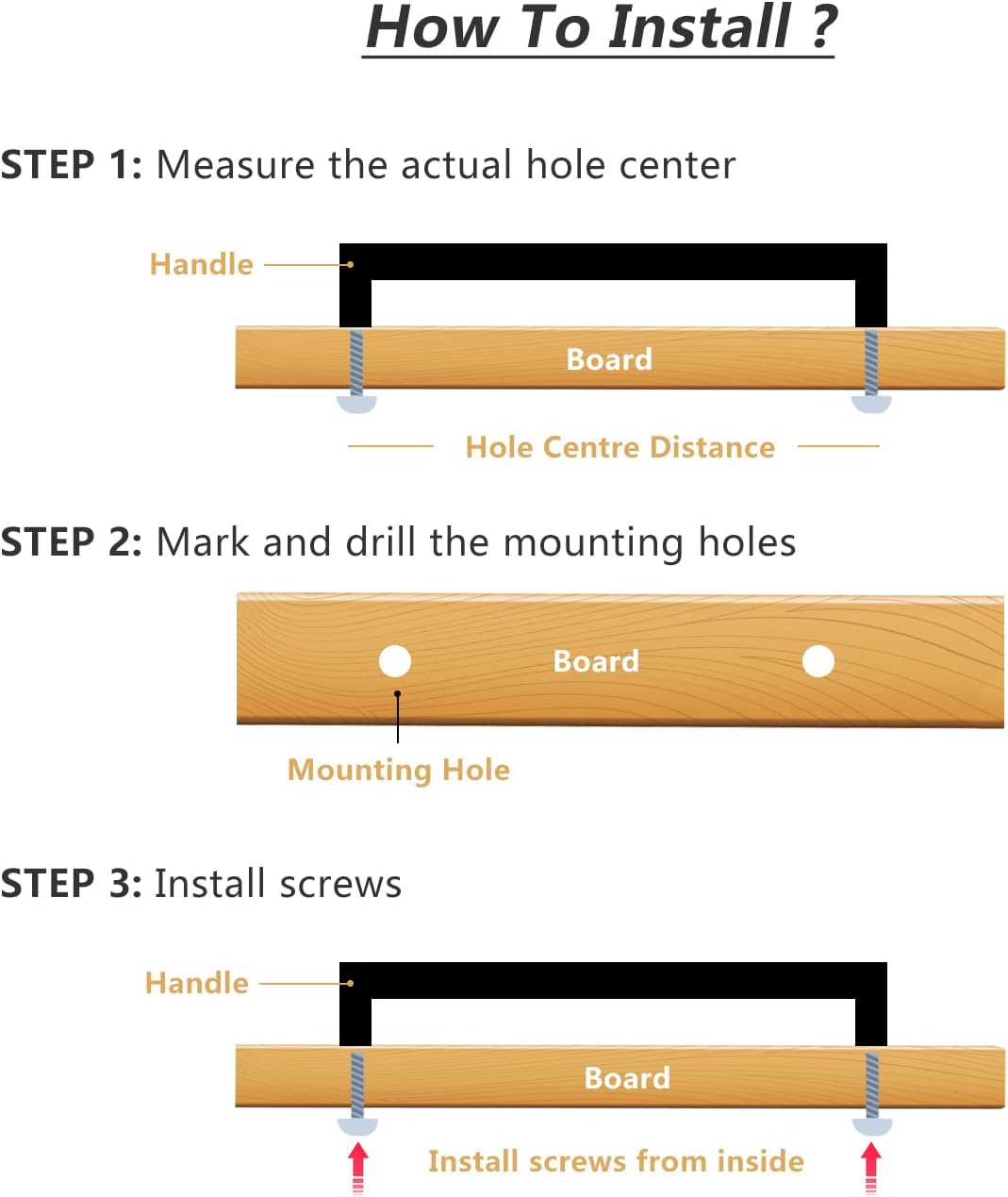TooCust Brushed Brass Square Drawer Pulls 5 Pack, Modern Gold Cabinet Handles with 6-1/4 Inch (160mm) Hole Centers, Kitchen Cabinet Hardware and Dresser Pulls