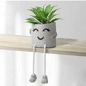 Cute Artificial Hanging Succulent Plant with Grey Cement Vase – Desk & Shelf Decor