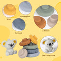 Baby Stacking Toy Baby Teething Toy Koala Baby Stacking Ring Toys Nesting Circle Toy Silicone Baby Toys Early Educational Christmas Toy Gifts for 6 12 18...