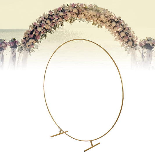 Miokycl Round Backdrop Stand Iron Circle Wedding Arch Stand for Valentine's Day Wedding Birthday Christmas Decoration 6.7ft Gold