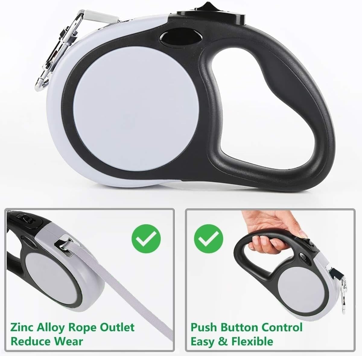 Dual Retractable Dog Leash for Walking 2 Small Dogs(Up to 44 Lbs Each) - Double Headed 16ft Extendable Pet Leash with Poop Bags, Non Slip Grip, One Button...