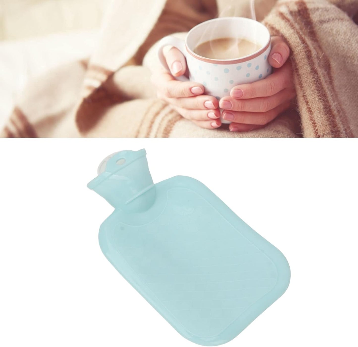 500ML Hot Water Bag, Thicken Soft PVC Hot Water Bag, Pressure Resistant Explosion Proof Portable Warm Water Bottle for Hand Back Neck (Blue)