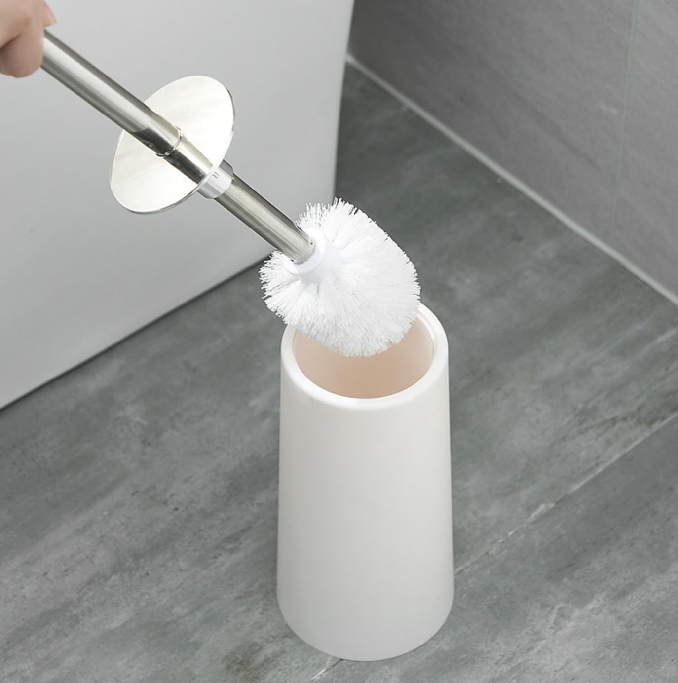 Toilet Brush and Holder, Toilet Brush with 304 Stainless Steel Long Handle, Toilet Bowl Brush for Bathroom Toilet, Elegant, Durable