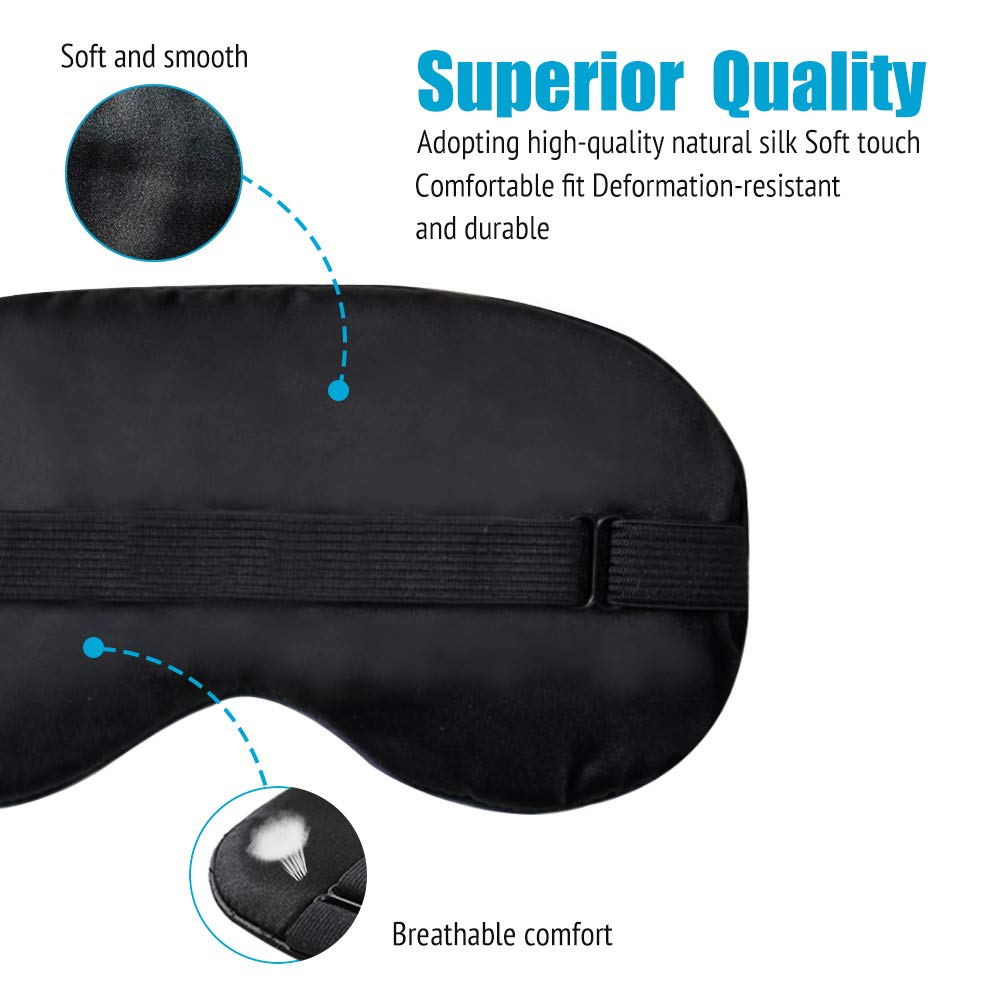 Inertop Comfort Sleep Mask, Deep Rest Light Blocking Eye Mask for Side Sleepers, Travel, Yoga, Lightweight, Soft and Contoured for Ultimate Rest (Black)