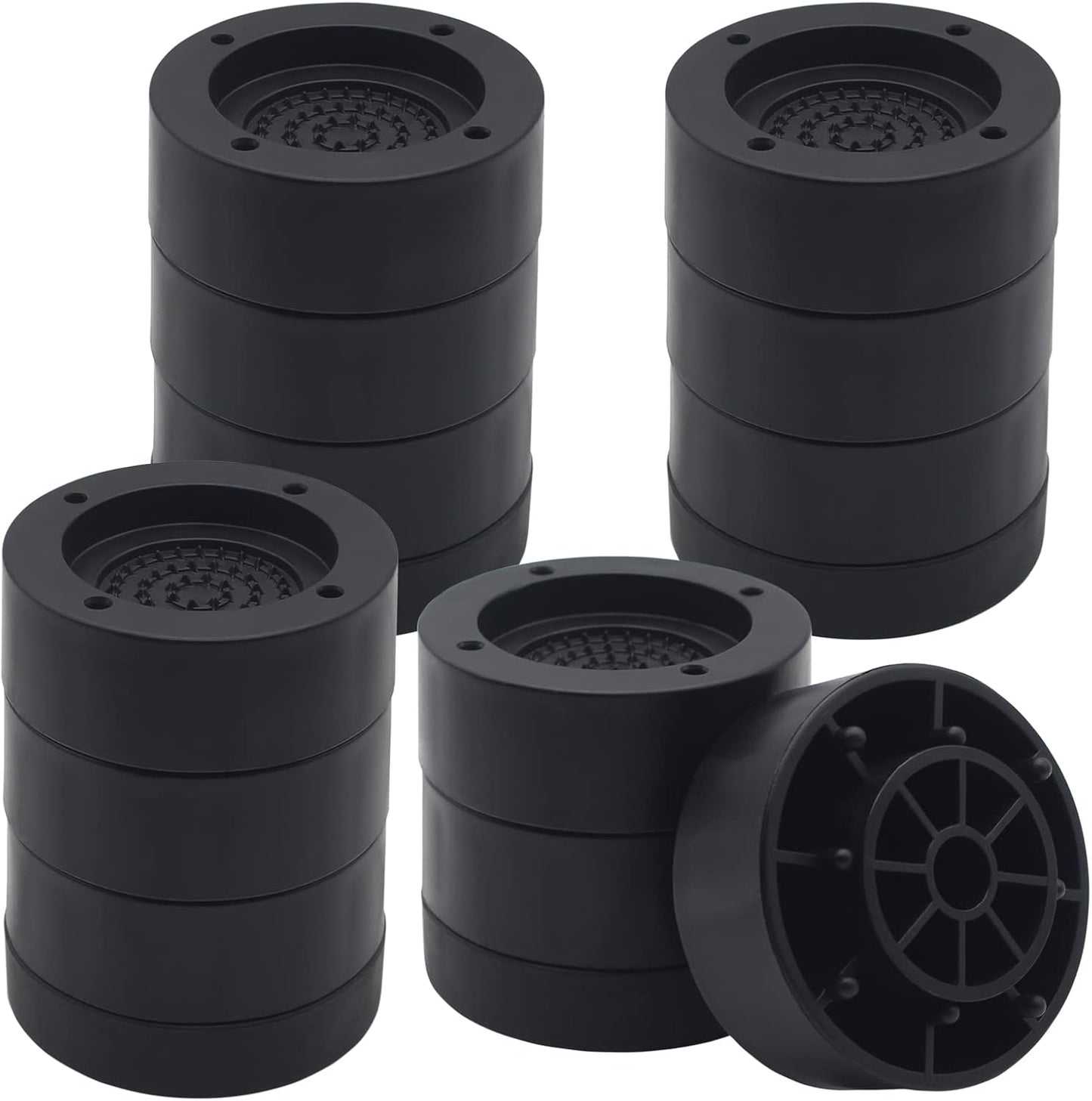 HANIHUA 4 Sets Black Round Furniture Risers, Heavy Duty Bed Risers Lifts Height 1", 2", 3 inch, Adjustable Bed Lifts Risers for Bed Frame, Furniture...