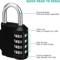 ZHEGE Padlock, Combination Lock 4 Digits, Outdoor Padlock Weatherproof for Gym Locker, Garden Fence Gate (Black)
