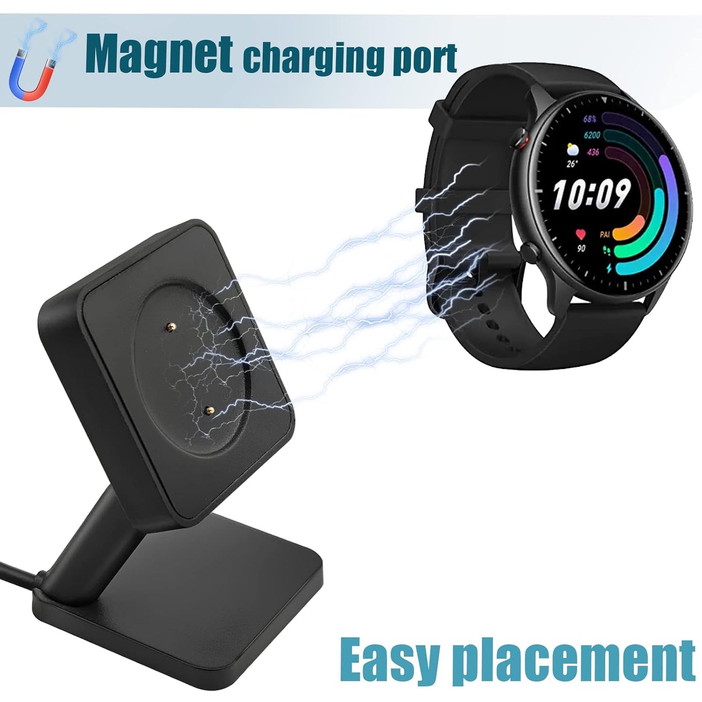 Charger Stand Compatible with Amazfit GTR 2, GTR 2e, GTS 2 Mini, GTS 2e, Pop Pro, Zepp E, Zepp Z,T-REX Pro,USB Charger Cable Fit for Amazfit GTR 2 Smartwatch