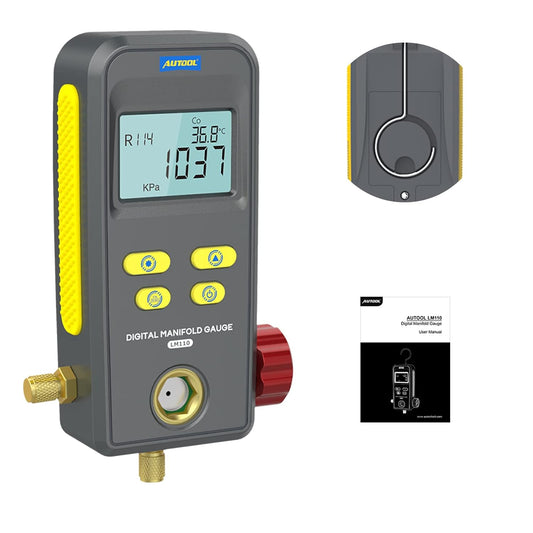 AUTOOL LM110 Digital Manifold Gauge, HVAC System Refrigeration Gauge for Refrigerant Filling&Pressure Test / Vacuum Operation Test /Pressure Leak Test...