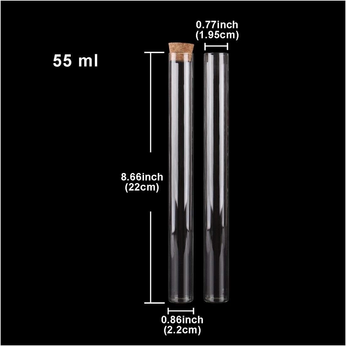 Pangyoo PYouo-Big Test Tubes, 15 Pieces Long Test Tubes, 55ml 22 * 220mm, with Cork Lids Glass Jars Glass Vials Small Glass Bottles, for DIY Craft Accessory