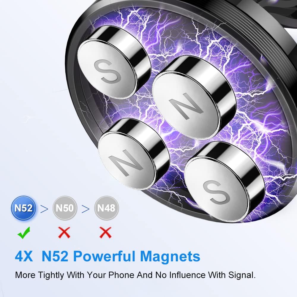 FLOVEME Magnetic Car Mobile Phone Holder with Adhesive Base, 360° Rotation Compatible with iPhone 14 13 12 Pro Samsung Huawei Xiaomi