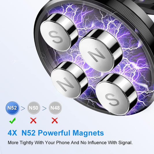 FLOVEME Magnetic Car Mobile Phone Holder with Adhesive Base, 360° Rotation Compatible with iPhone 14 13 12 Pro Samsung Huawei Xiaomi