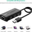 UGREEN RJ45 Network Adapter with 3 USB 2.0 Hub USB Ethernet Adapter 10 100Mbps Network Converter Ethernet Hub Compatible for Switch Wii Windows Surface Pro...