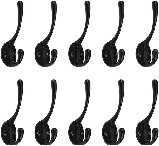 CAZARU Coat rack Double Coat Hook 10 Pcs Classic Iron Hanger Hook Decoration Hallway Coat Hat Storage Household Key Holder Wall Decor Wall-mounted coat rack