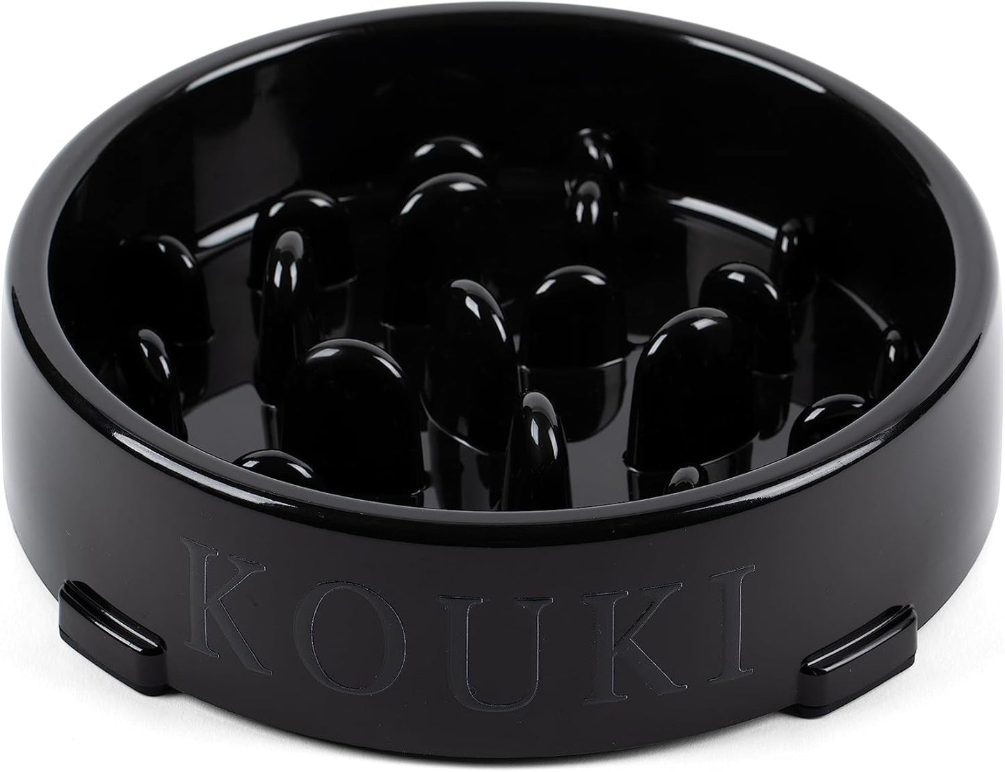 KOUKI - Slow Feeding Dog Bowl - 1.5 Cups - Puppy Certified - Small and Medium Breeds - Slow Feeder Dog Bowls - Maze - Puzzle - Puppy Trainer - Dog Food Bowls - Anti-Slide - Black Dog Feeder