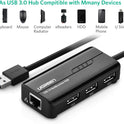 UGREEN RJ45 Network Adapter with 3 USB 2.0 Hub USB Ethernet Adapter 10 100Mbps Network Converter Ethernet Hub Compatible for Switch Wii Windows Surface Pro...