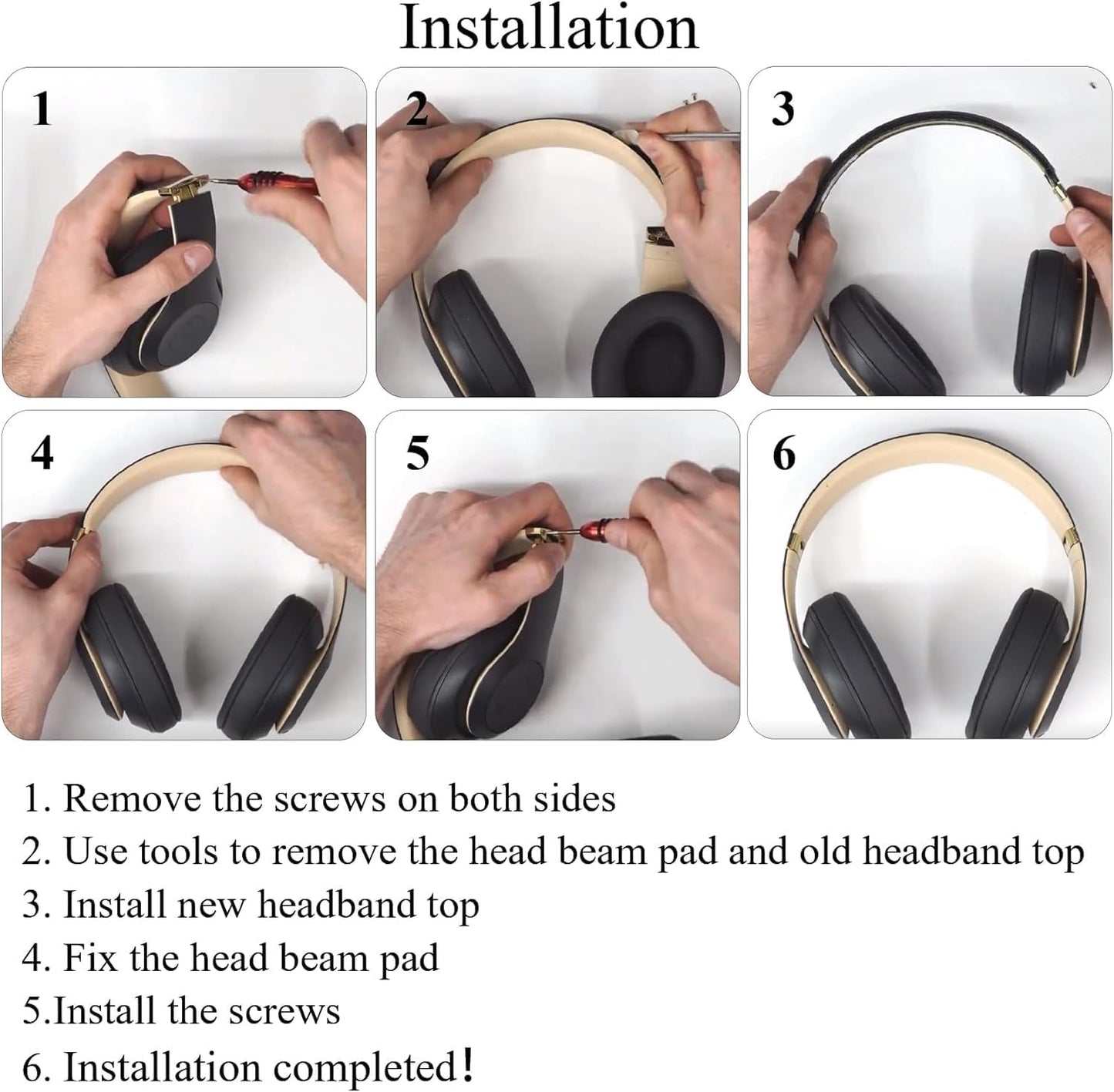 Studio 3 Headband Replacement Top Headband Replacement Head Band Parts Accessories Repair Kit Compatible with Studio 3.0 A1914 Wireless Studio 2.0 Wireless...