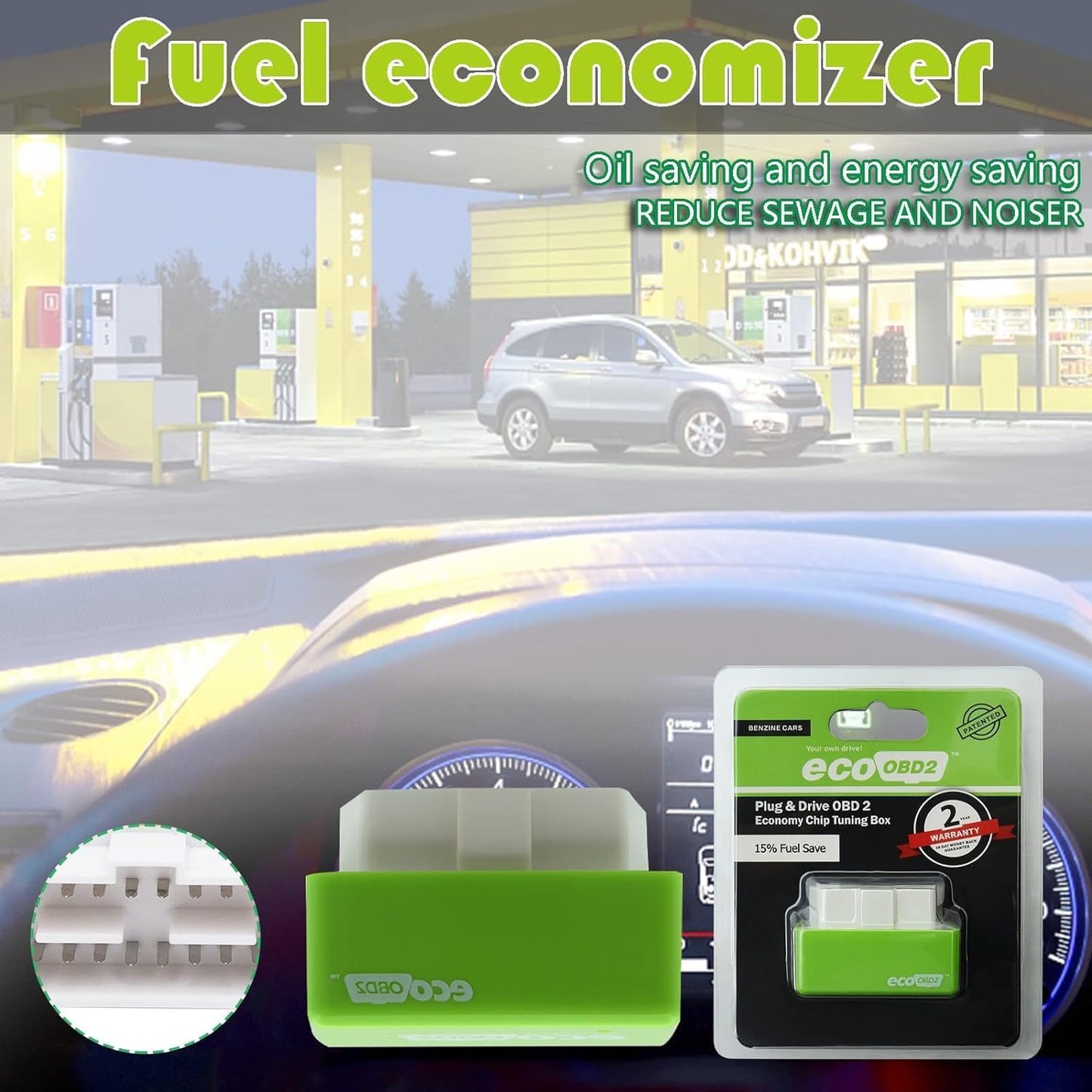 Car Fuel Saver, Eco Tuning Box Chip for Petrol Car Gas Saving, Saves About 15% Fuel (1pc)