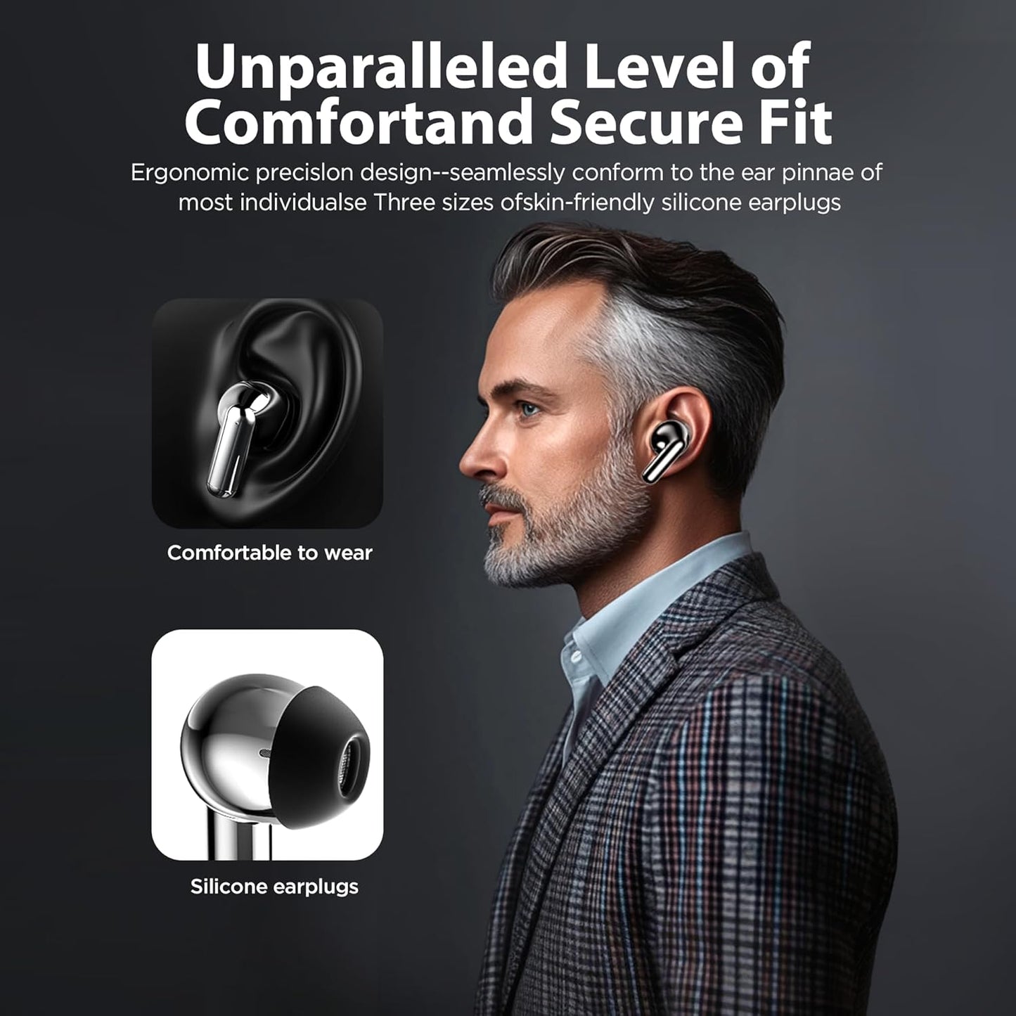 AI Language Translation Earbuds Real-Time 2-Way Translator with 143 Languages & Accents, 3-1 Wireless Earbuds Smart Touch Control,