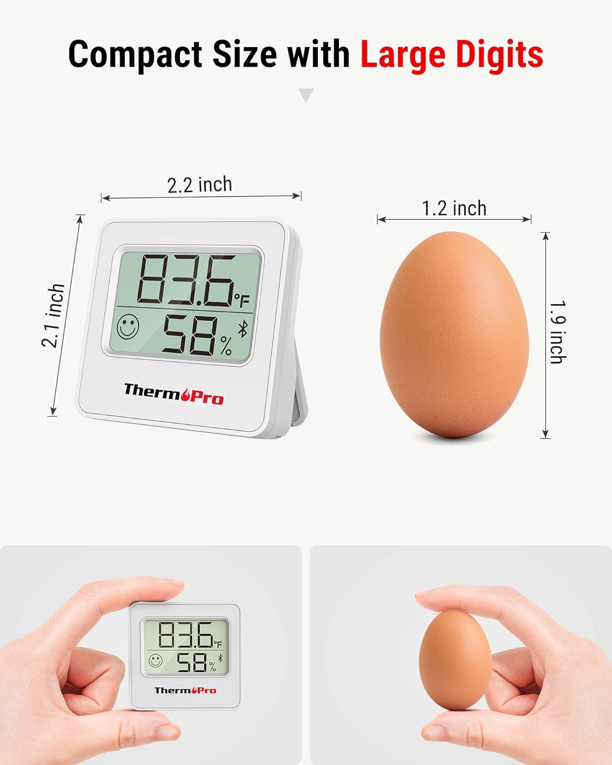 ThermoPro TP357 2 Pack 260FT Bluetooth Hygrometer Room Thermometer for Home with Remote Temperature and Humidity Monitor & Smart APP, Temperature...