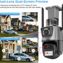 Cameras for Home Security 8MP 4K IP Camera Dual Lens Dual Screen PTZ Camera Outdoor Waterproof Security Video Surveillance Camera Police Light Alarm with...