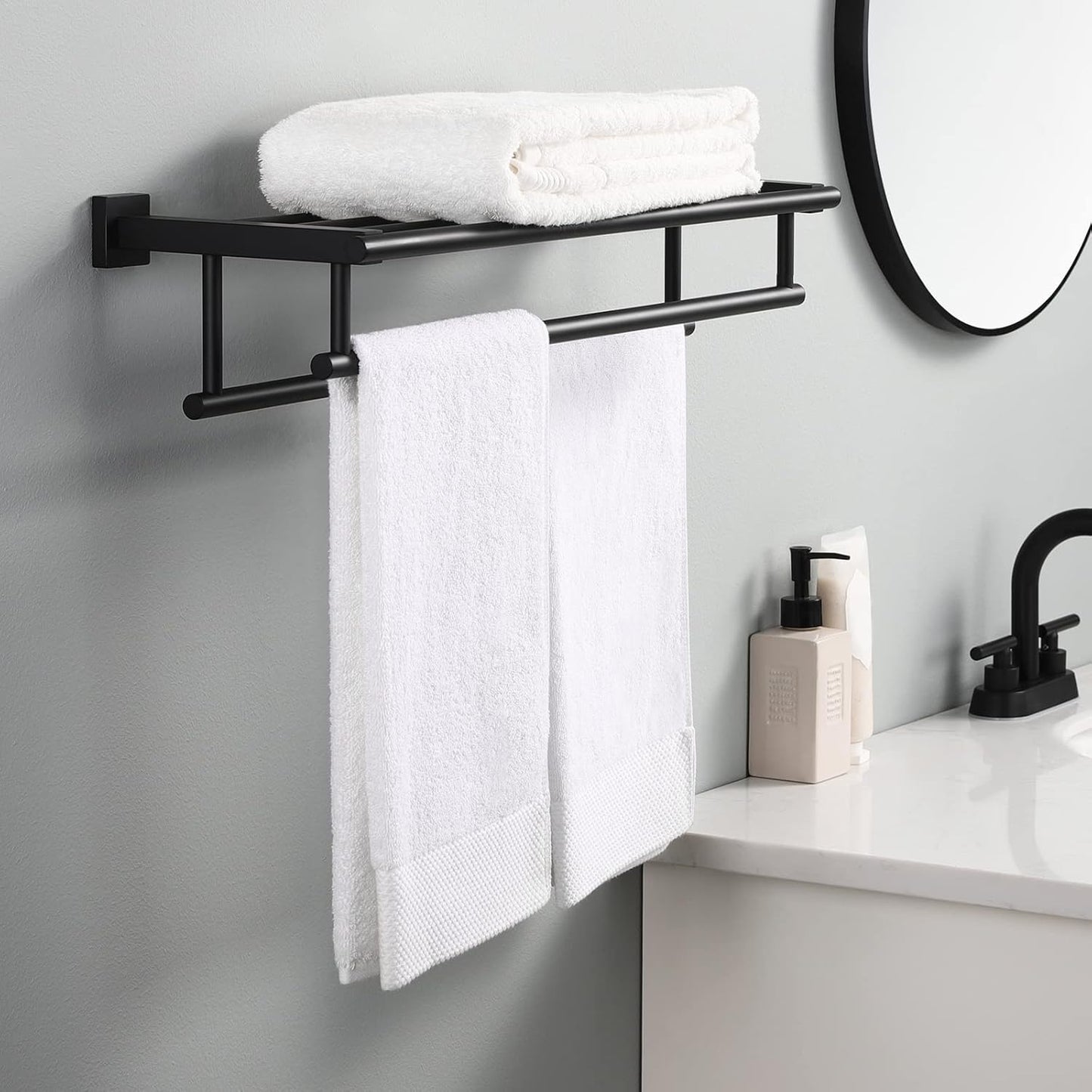 RTCUL Towel Rack for Bathroom 32 Inch Wall Mounted Towel Rack Brushed Gold Towel Shelf with Double Towel Bar SUS304 Stainless Steel Towel Holder for...