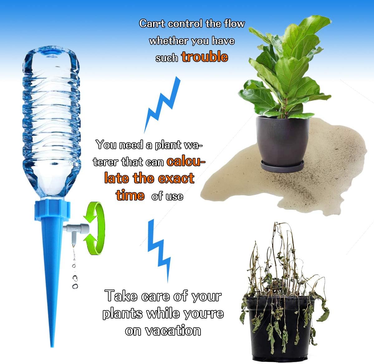 Sanyuan Plant Automatic Watering Device 12 Packs Garden Drip Irrigation Drip Plant Watering Pile Watering Tip Outdoor Indoor Potted Plant can be Adjusted to