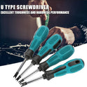 Screwdriver Set 4 Pcs Type U, Chrome-Vanadium Steel, Pp Non-Slip Handle, Magnetic Screwdrivers Screwdrivers with U Tip Spanner Type 50mm